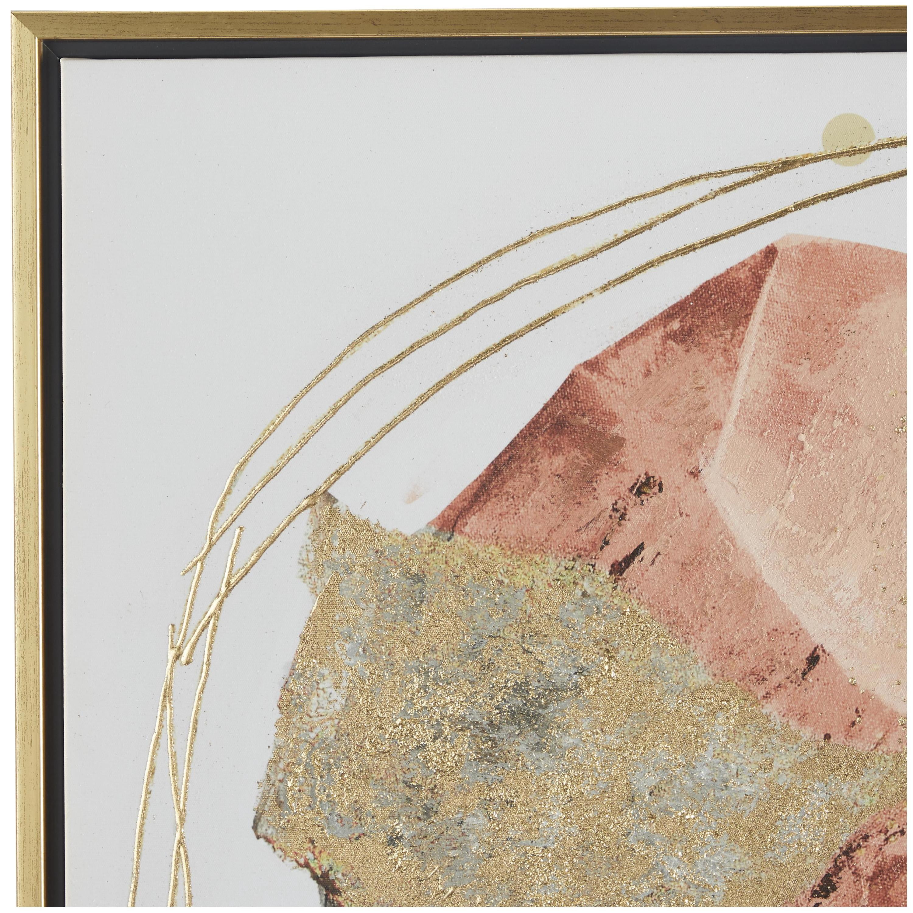 37" x 37" Overlapping Circle Abstract Framed Wall Art with Gold Frame and Gold Foil Detailing, by DecMode