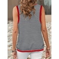 thumbnail image 3 of Womens Summer 2025 Casual Striped Color Block High Neck Tank Top Loose Knit High Low Sleeveless Shirts Red L, 3 of 4