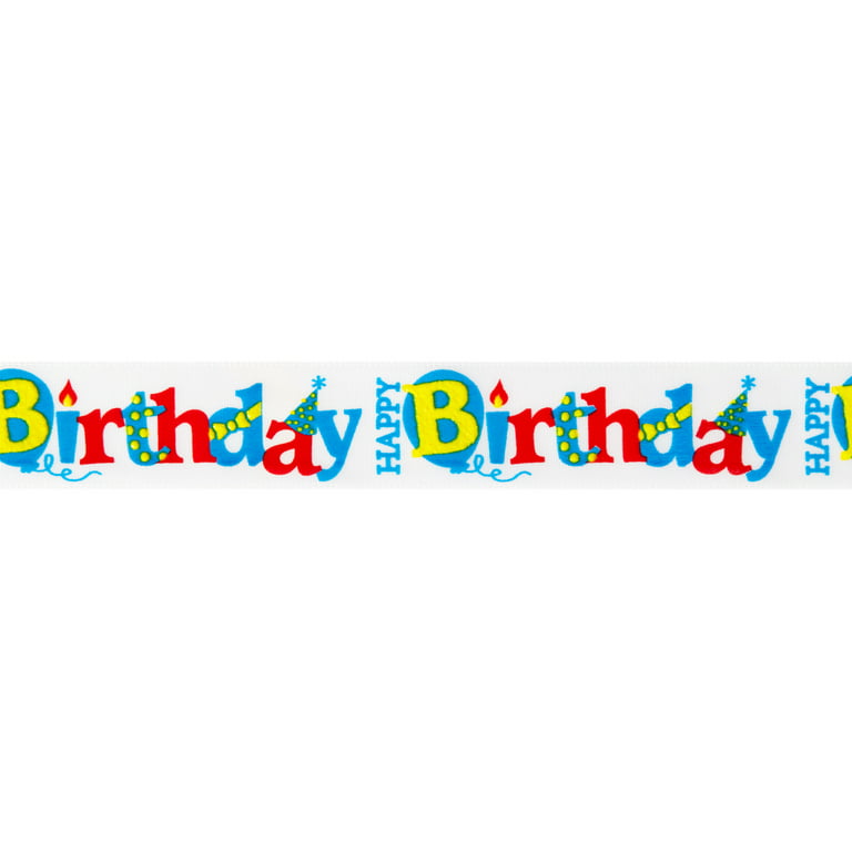 Offray Everyday Sentiment Ribbon 7/8X9'-Happy Birthday
