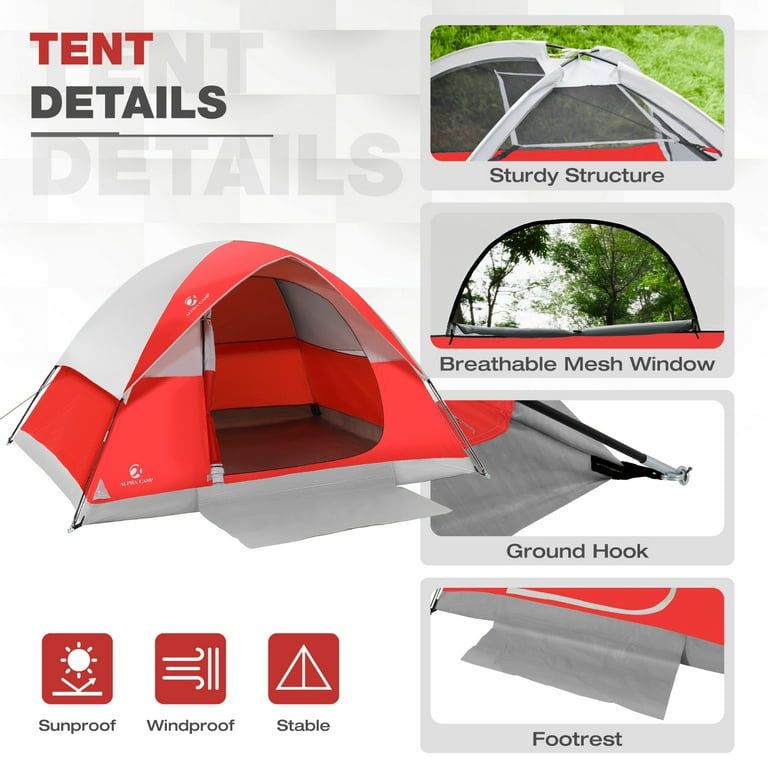 POLAR 2 PERSON TENT 赤/白 収納袋付き
