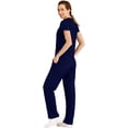 thumbnail image 2 of Minty Mint, Women's, V Neck Solid Stretch Medical Scrub Set, Indigo, L, 2 of 5