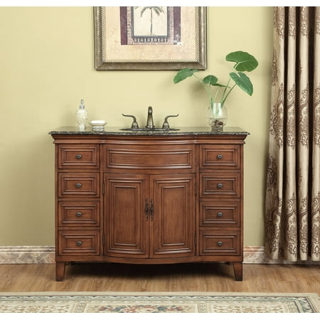 Stufurhome 48 Inch Yorktown Single Sink Vanity With Baltic Brown Stufurhome 48 Inch Yorktown Single Sink Vanity With Baltic Brown Granite Top