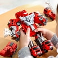 thumbnail image 5 of Qonioi Puzzle Transformation Engineering Vehicle, 5-in-1 Fire Truck to Robot Model, Press Go Toy Set Transforming Vehicle, 5 of 6