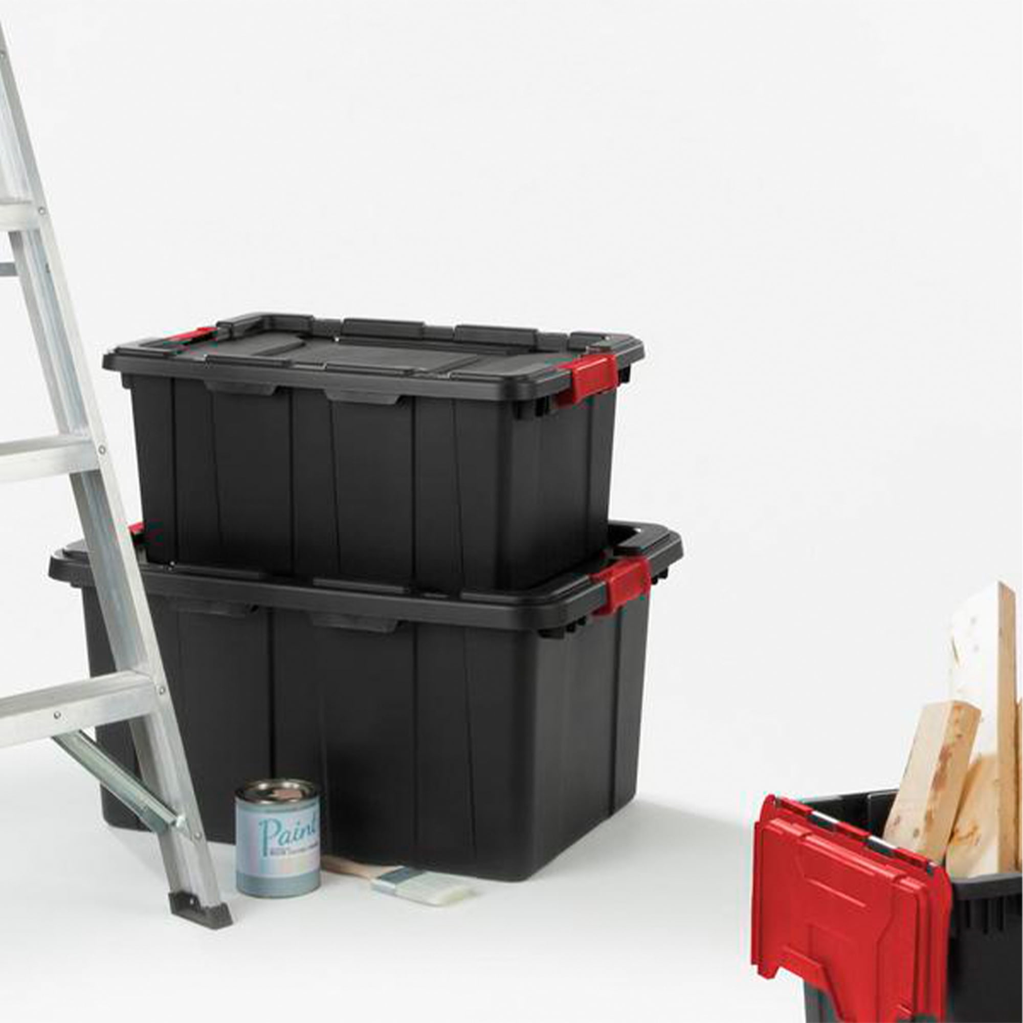 Sterilite 27 Gal Rugged Industrial Stackable Storage Tote w/ Lid, Black, 12  Pack, 1 Piece - Fry's Food Stores