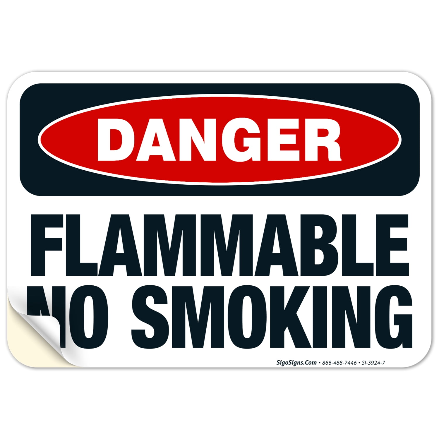 Flammable No Smoking Sign, OSHA Danger Sign, 10x7 Vinyl Sticker ...