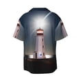 thumbnail image 2 of Vsdgher Peggy's Cove Lighthouse Print Men's Wrinkle Free Untucked Cuban Shirt Business Casual Button Down Shirts Short Sleeve Shirt, 2 of 7