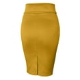 thumbnail image 2 of J. METHOD Women's Midi Skirt Stretch Knit Bodycon Slim Fit Office Elastic Waist Pencil Solid Skirts Made in USA NEWSK10 Mustard S, 2 of 5