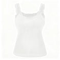 thumbnail image 3 of Women's Square Neck Lace Trim Sleeveless Slim Fit Tank Tops Y2K Going Out Camisole Shirts, #02 White, S, 3 of 6