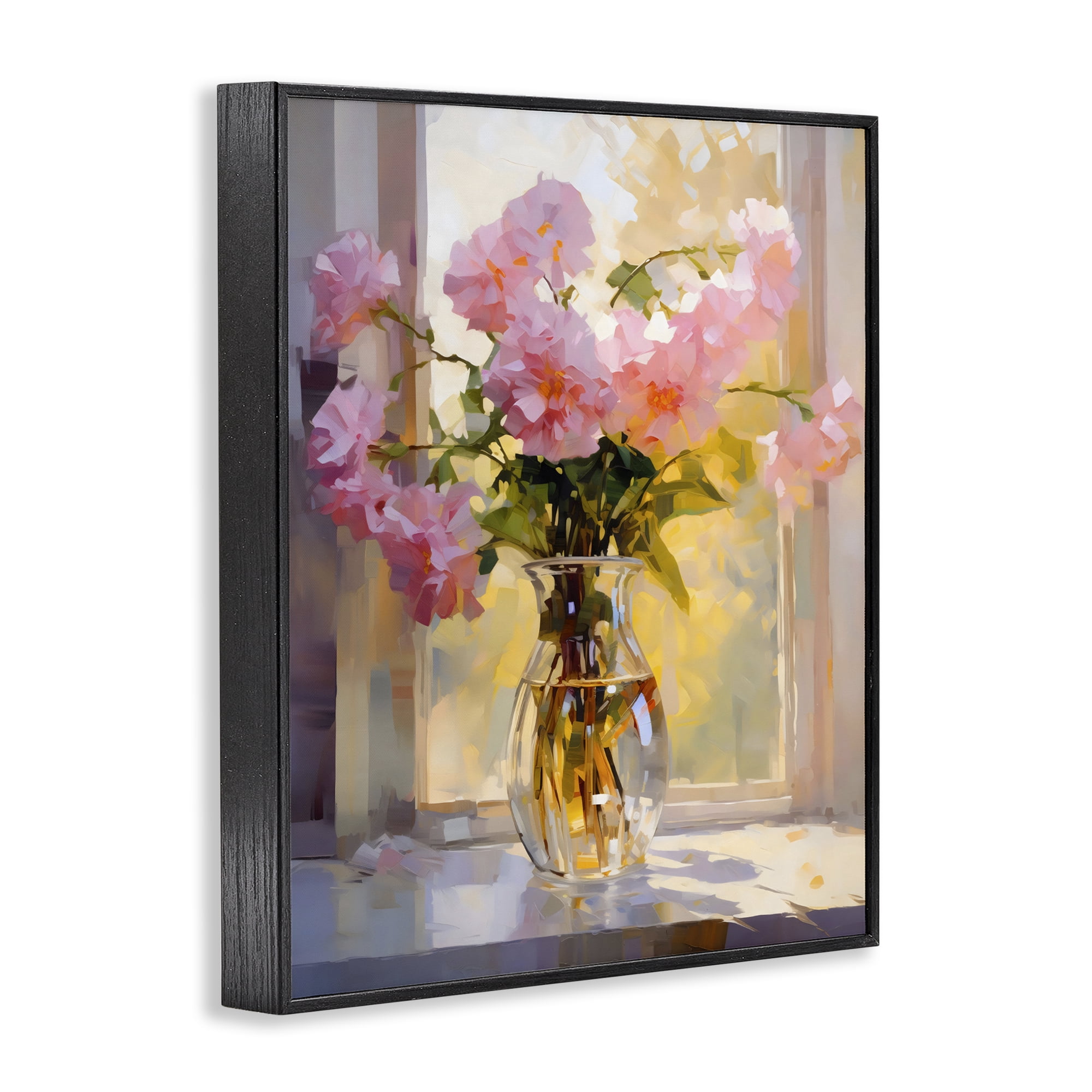 Stupell Industries Pink Flowers in Sunlit Vase Black Framed Giclee Art, design by Creative Studio