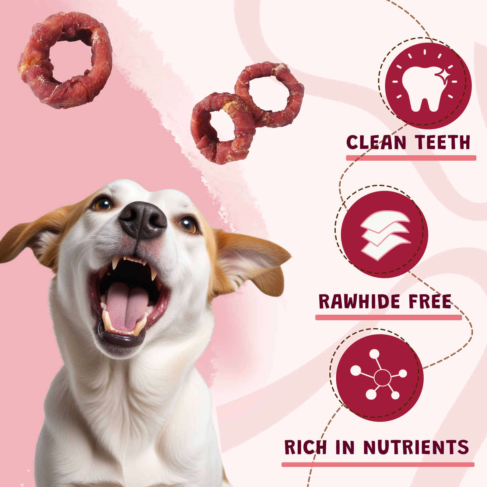 (2 pack) ASMPET Sweet Potato Dog Treat,  Duck Wrapped Donut Snack Chews for Small Medium Large Dogs, 10.6oz