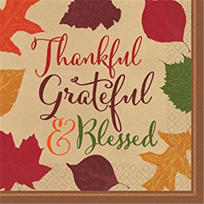 Grateful Thankful Blessed Beverage Napkins - Elegant Fall Design For Thanksgiving & Parties