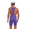 thumbnail image 3 of SOOMLON Men's Wrestling Singlets Athletic Supporters Slim Fit Sport Bodysuit Sleeveless Active Leotard Jumpsuits Body Shaping Underwear High Waist Wrestling Clothes Sports Training Clothes Purple M, 3 of 9