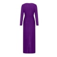 thumbnail image 5 of Women's Vintage Long Sleeve Dress Sequin Party Ruched Bodycon Work Maxi Pencil Dress, 5 of 6