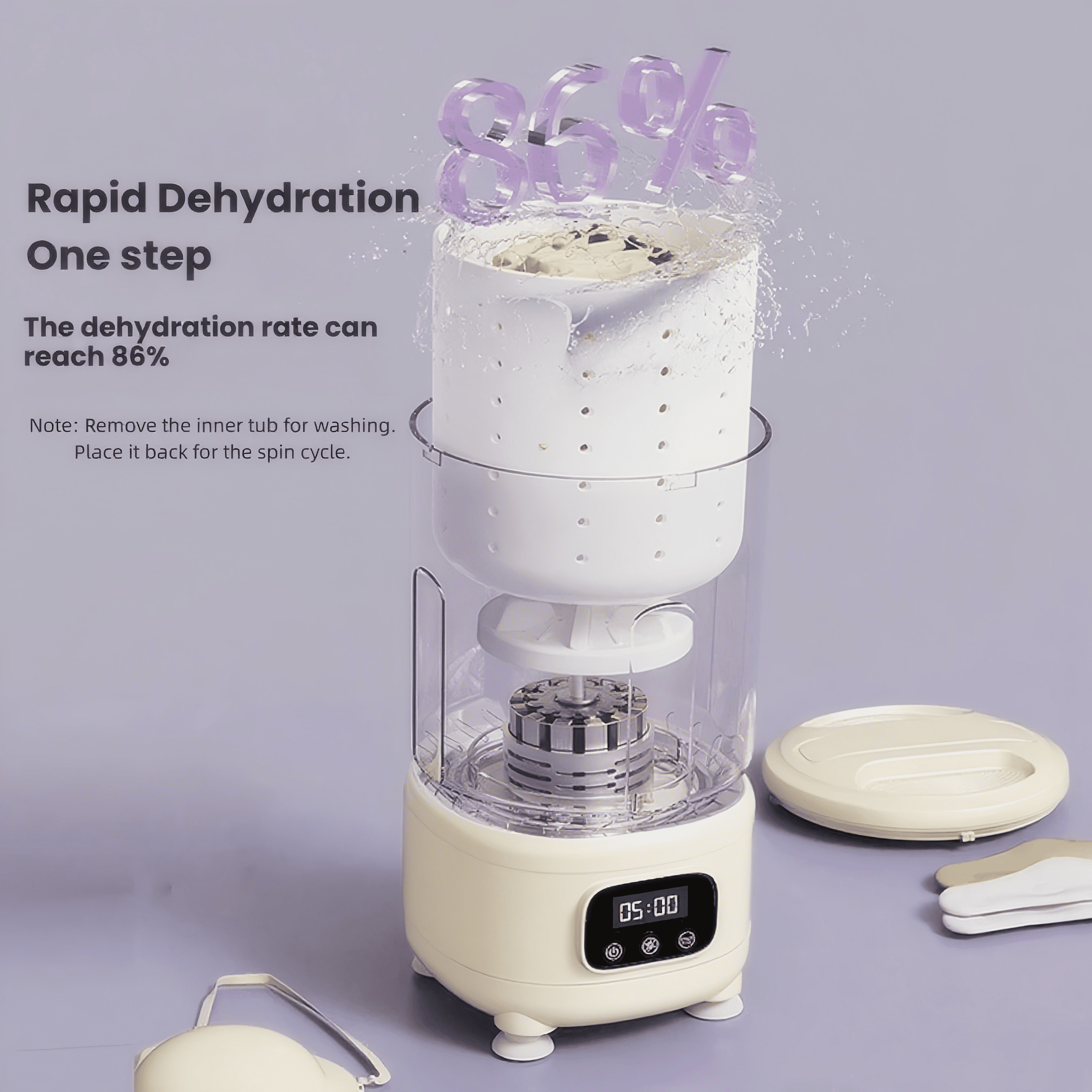 Mini Washing Machine 2L Portable Washer and Dryer for Travel and Dormitory Cordless Underwear and Socks Washing and Drying