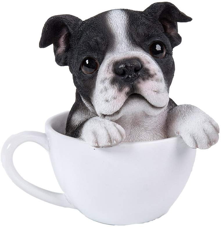 Pacific Giftware Adorable Teacup Pet Pals Puppy Collectible Figurine 5.75 Inches (Boston Terrier