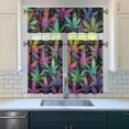thumbnail image 4 of Tie Dye Weed Aesthetic Kitchen Curtains 3-Piece Set, Small Window Curtains with Valance, Semi-Sheer Farmhouse Tier Panels for Bathroom, 4 of 5
