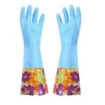 thumbnail image 6 of Xecvkr Winter Fleece Lined Rubber Cleaning Gloves, Long Cuff with Floral Sleeve, Anti-Slip Textured Grip for Dishwashing Kitchen Car Wash, 1 Pair, Size M, 6 of 7