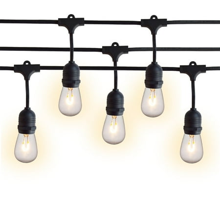 

Fantado 10 Suspended Socket Outdoor Commercial String Light Set 21 FT Black Cord w/ .8-Watt Shatterproof LED Bulbs Weatherproof SJTW by PaperLanternStore.com