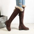 thumbnail image 3 of SACFOF Women's Winter Over The Knee Boots Fur Lined Thigh High Low Heel Faux Suede Combat Boots Riding Winter Snow Boots, 3 of 6