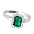 thumbnail image 3 of Mauli Jewels Rings for Women 0.65 Carat Emerald Shape Emerald And Diamond Ring 4-prong 10k White Gold, 3 of 7