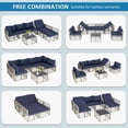 thumbnail image 5 of Ainfox 7 Pieces Outdoor Wicker Patio Furniture Set, Adjustable Backrest Sectional Conversation Couch with Thick Cushions & Coffee Table for Garden Porch Poolside, Gray/Blue, 5 of 8