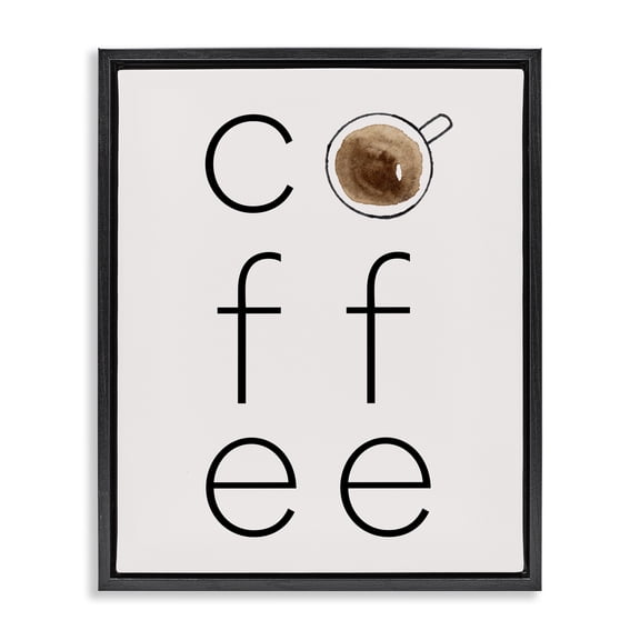Stupell Industries Modern Coffee Text & Mug Black Floating Frame Canvas Art, 17 x 21, by Corinne Rose Designs