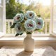 thumbnail image 1 of Plantas Verdes Artificiales De Tela 1 paquete de ramo de rosas artificiales de tela azul,flores falsas para decoración de bodas,hogares y hoteles. Rkxzt, 1 of 9