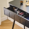 thumbnail image 5 of Yoneston Modern Vanity Set with LED Mirror, Makeup Desk with 4 Storage Drawers & Outlets and USB Ports, Movable Side Cabinet & Stool, Black, 5 of 9