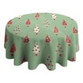 thumbnail image 4 of Green Christmas Tree Pattern Round Tablecloth 60"x60",Wrinkle Wipeable Table Cloth for Kitchen Dining Room Picnic Patio Party, 4 of 6