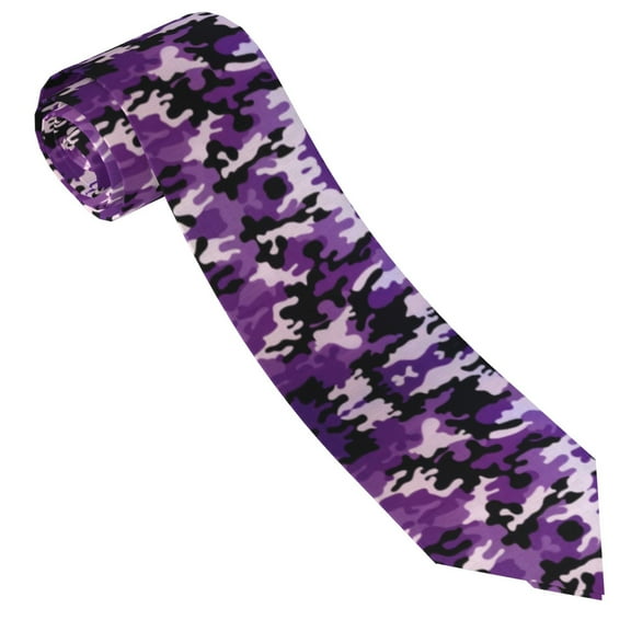 Men'S Tie Purple Camouflage Print Polyester Necktie - One Size