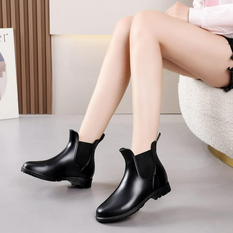 Ankle Rain Boots for Women Comfort Waterproof Chelsea Rain Boots Adjustable Rubber Short Rainboots Shoes Adult Cute Lightweight Garden Boots for Outdoor Walmart