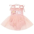 thumbnail image 4 of IBTOM CASTLE Newborn Baby Girl 1st Birthday Outfit Lace Tulle Bodysuit with Floral Headband Cake Smash Photo Props 6-12 Months Pink - Flower, 4 of 7