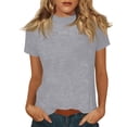 thumbnail image 3 of Avtoify Women High Neck Short Sleeve Top Summer Womens Tops Dressy Casual Loose Casual Stand Collar Blouse, 3 of 7