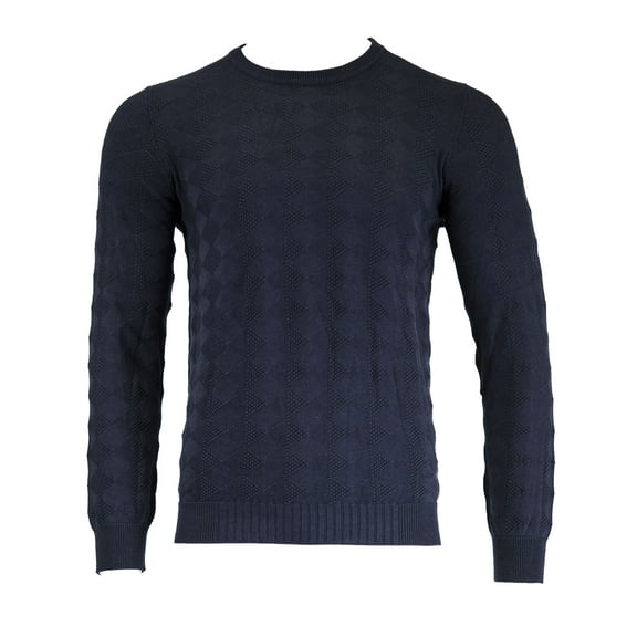 Gant Men's O2 Silk Blend Texture Crew, Medium, Marine