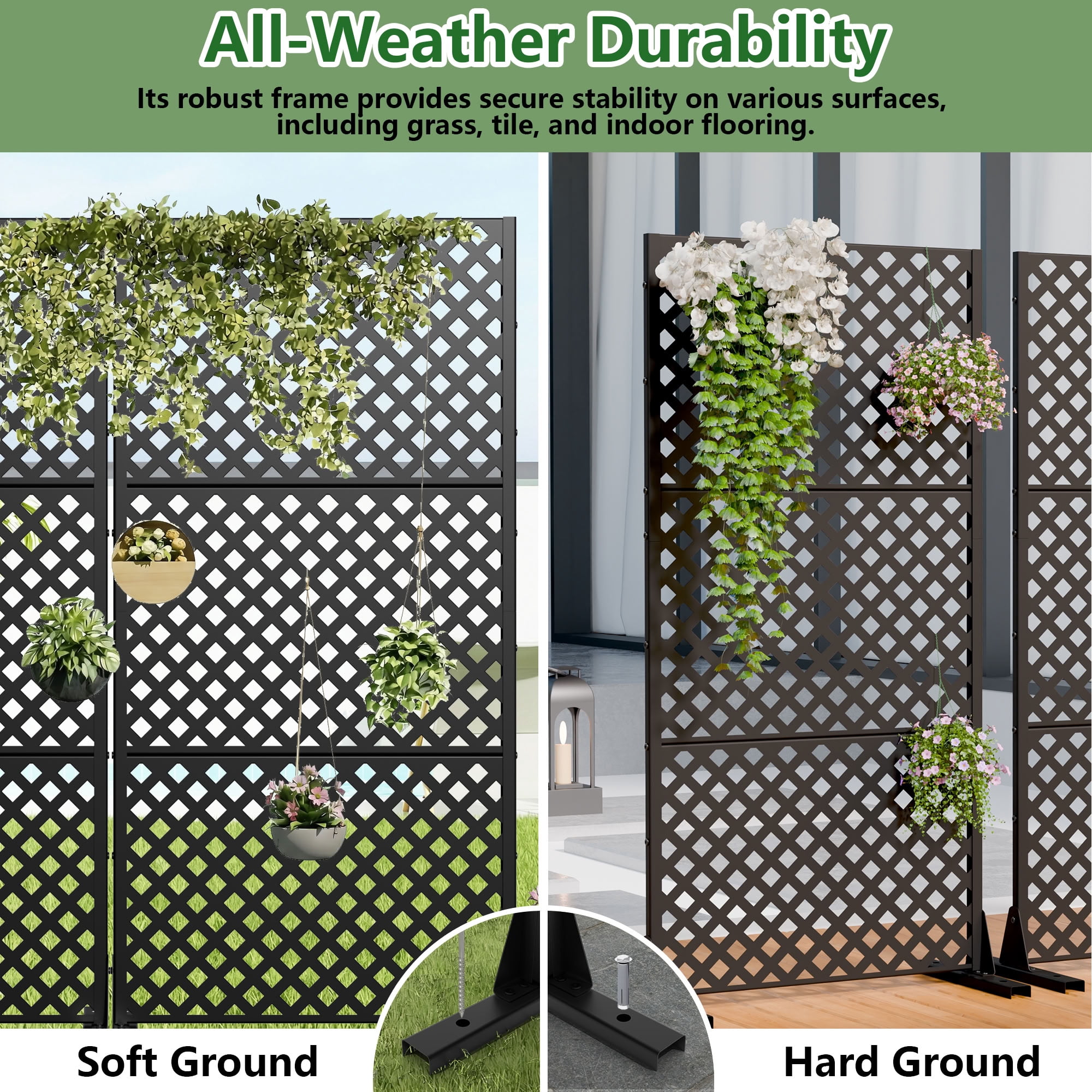 MAYEERTY 5 Panels Outdoor Privacy Screen, Metal Decorative Privacy Fence, 2 pcs Privacy Panel for Patio, Balcony, Backyard, Garden