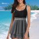 thumbnail image 2 of Gibobby Conjunto de bikini para mujer 2023 Traje de baño dividido para mujer Tankini conservador Conjunto de dos piezas Dobladillo con volantes a rayas(Negro,XL), 2 of 5