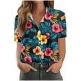 thumbnail image 2 of Fewfanhot Women's Tops Summer Beach Shirt Tropical Shirts Womens Hawaii Button Down Short Sleeve Blouses Button Up Tops, 2 of 6