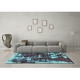 thumbnail image 3 of Ahgly Company Machine Washable Indoor Square Abstract Turquoise Blue Modern Area Rugs, 4' Square, 3 of 4
