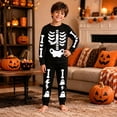 thumbnail image 6 of Halloween Pajamsa Sets Skeleton Print Home Wear Outfits Set 2pcs Long Sleeve Top Matching Pants Cozy Fall Winter Sleepwear, 6 of 8