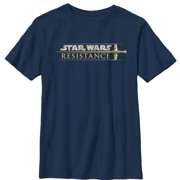 Boy's Star Wars Resistance Ship Logo Graphic Tee Navy Blue Medium
