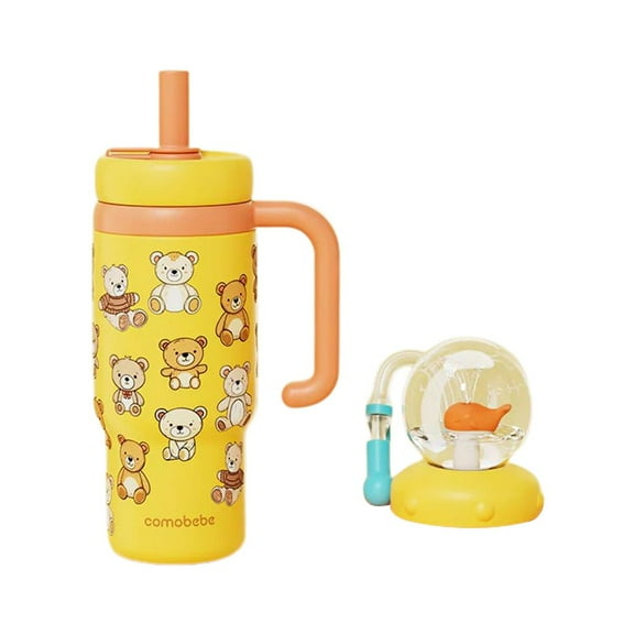 Whale Fountain Tumbler,Stainless Steel Whale Fountain Tumbler with Handle,Water Cup with Straw and Lid for Adults Kids,Adult Sippy Cup with Lids and Straws Leak Proof