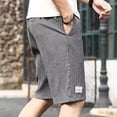thumbnail image 5 of Hrsba Mens Gym Shorts Solid Color Elastic Drawstring Waist Textured Details Knee Length Summer Sports Shorts, 5 of 5