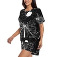 thumbnail image 2 of Fuzoiu Futuristic Moonlit Cityscape Print Women's Short-Sleeved Pajama Set,Lounge Sleepwear Set,Womens Pajama Sets 2 Piece,Button-Up Top and Shorts with Pockets-Large, 2 of 7