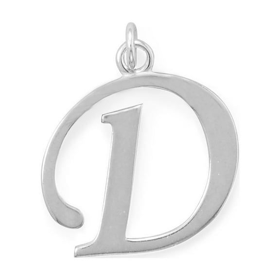 Precious Stars Sterling Silver Unisex Initial Letter D Pendant - No Chain, Pendant Only