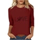 thumbnail image 2 of RKSTN Valentine's Gifts Women's 3/4 Sleeve T Shirts Top Oversized Crewneck Valentines Graphic Print Short Sleeve Shirt Womens Casual Solid Round Neck Loose Three Quarter Sleeve Shirt Spring Clothes, 2 of 7