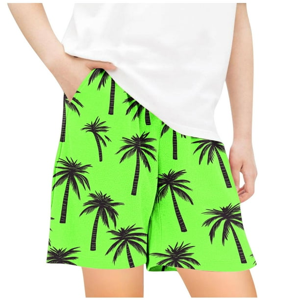 Odeerbi 5-14 Años Niños Niñas Pantalones Cortos de Estampado Tropical Hawaiano Pantalones de Baño En Seco Rápido Pantalones Cortos de Tabla de Playa