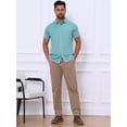 thumbnail image 5 of DARING DIVA Men's Button Down Point Collar Short Sleeve Business Dress Shirt M Blue, 5 of 7