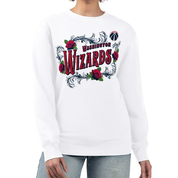 Women's G-III 4Her by Carl Banks White Washington Wizards Roses Fleece Tri-Blend Sweatshirt