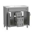 36'' Bathroom Vanity Sink Combo with Mirror Cabinet, Freestanding Floor ...