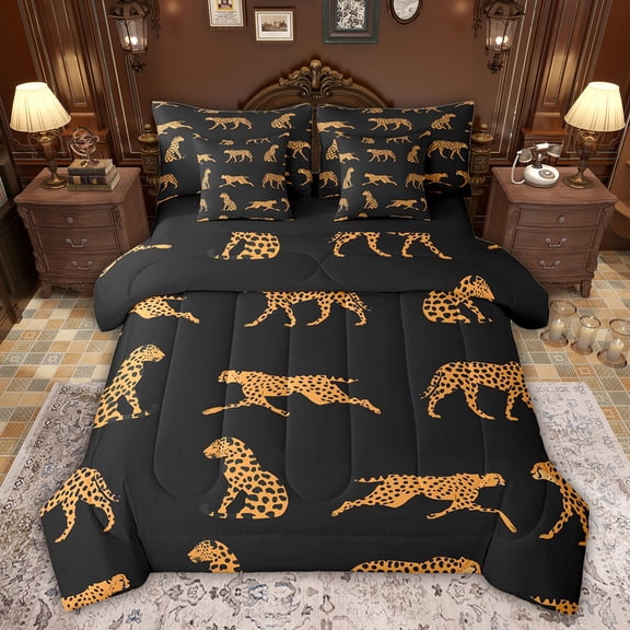 Castle Fairy Teens Leopard Animal Twin Bedding Sets,Wildlife Cheetah Bedding Comforter Set